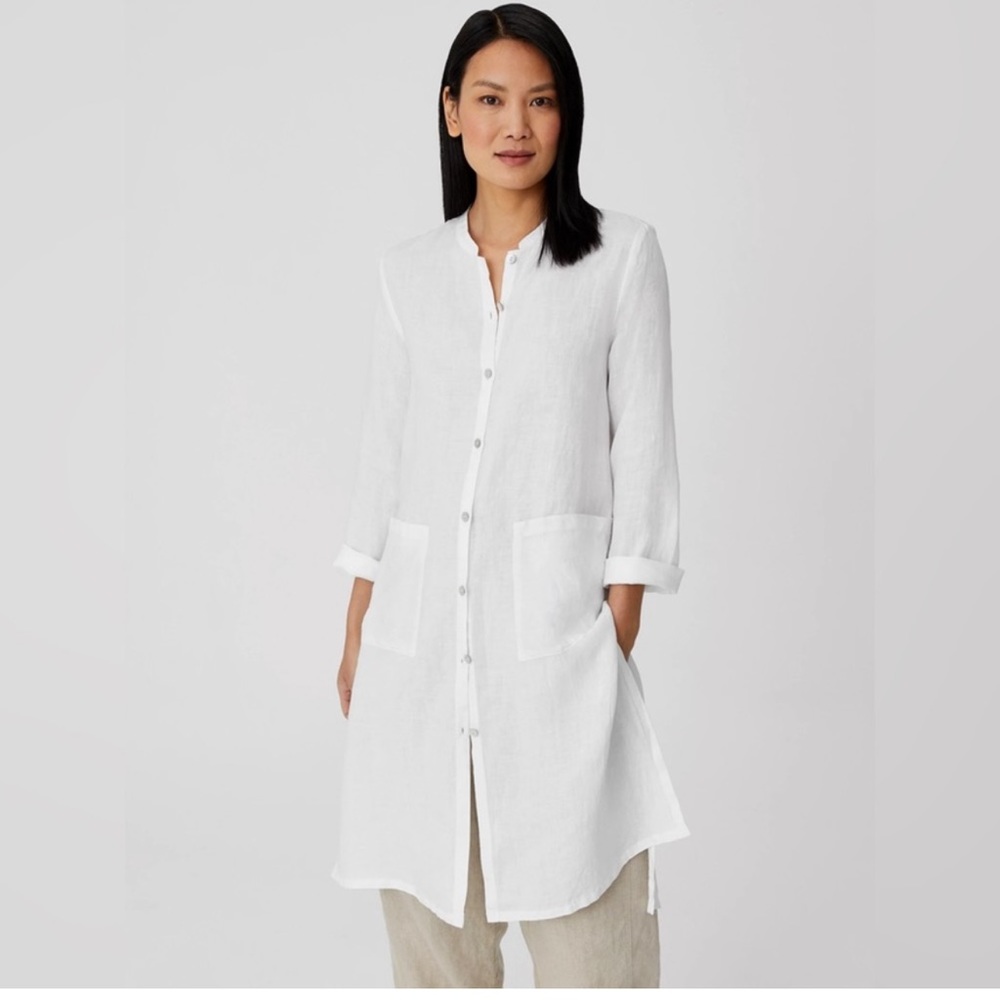Eileen Fisher Organic Handkerchief 100% Organic Linen Long Shirt.